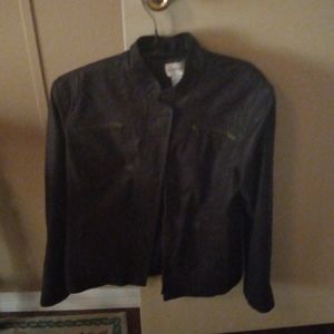 Dark brown leather coat, Chicos, size 1